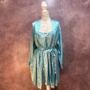 Vintage Morgan Taylor Satin Mini Dress and Robe Set
